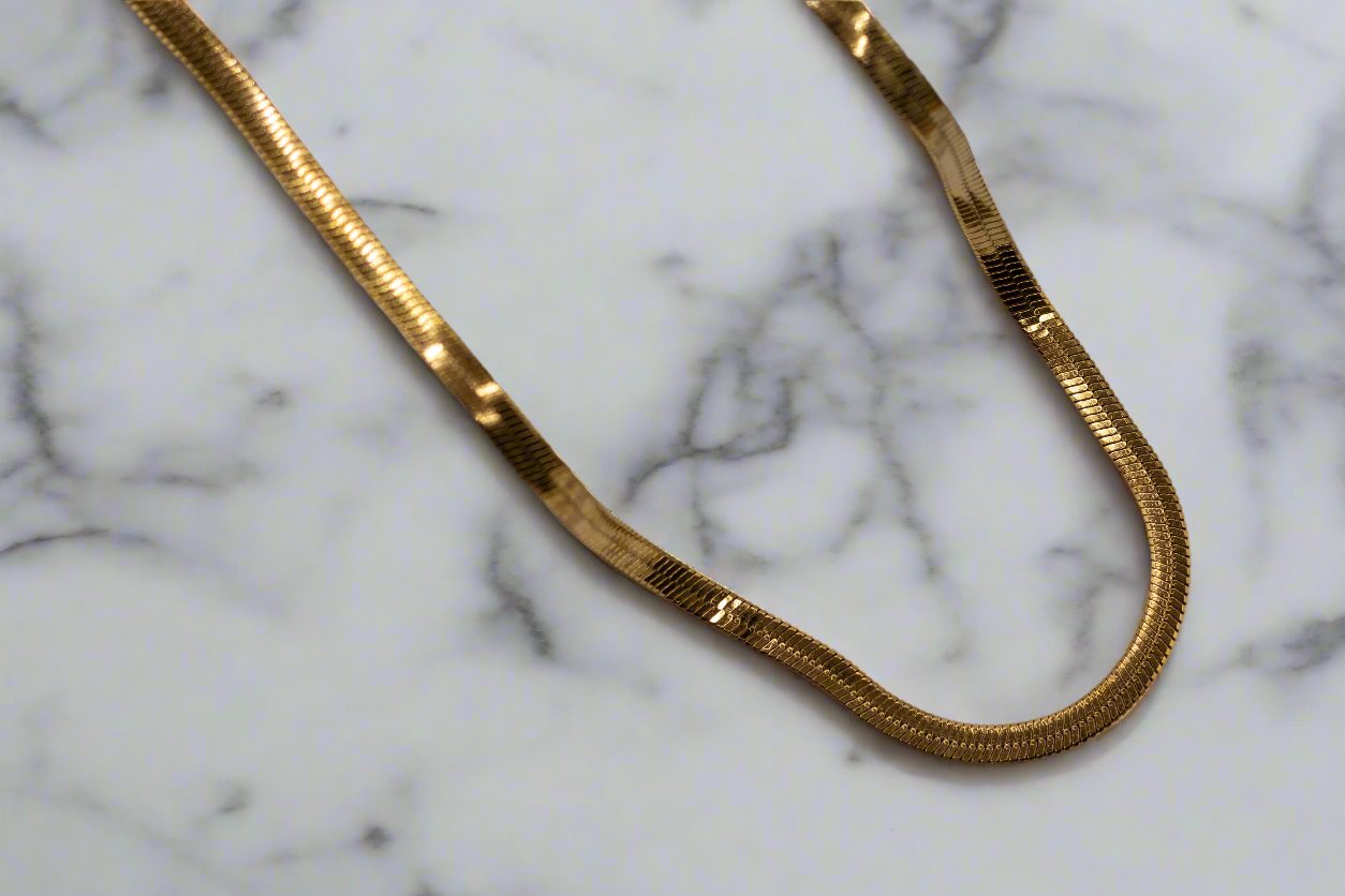 Elysian Weave Herringbone Necklace - Gold