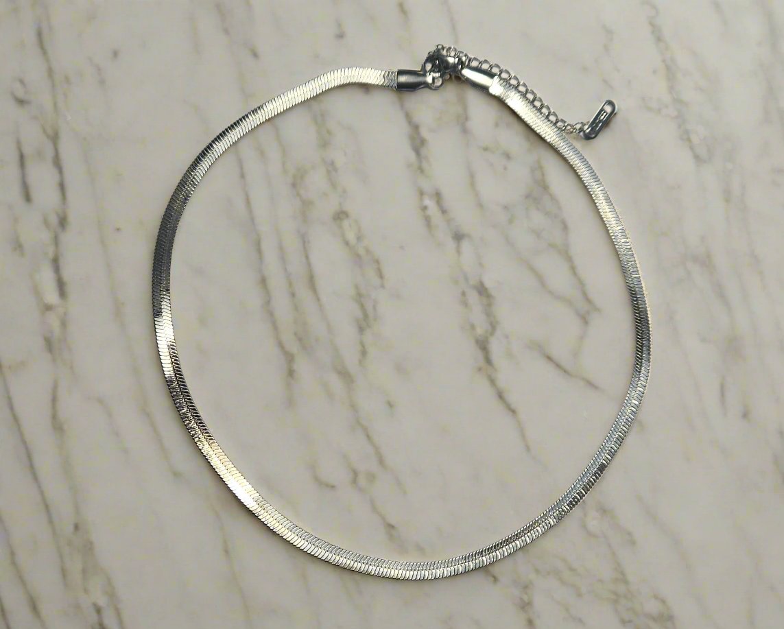 Elysian Weave Herringbone Necklace - Silver